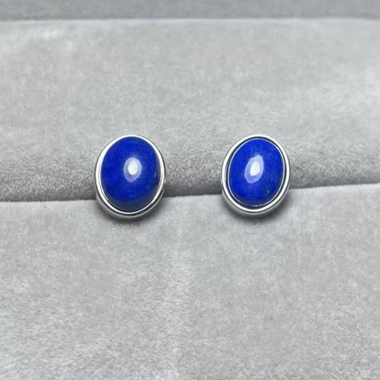 925 sterling silver Natural lapis lazuli Approx7*9mm stud earrings for women earrings