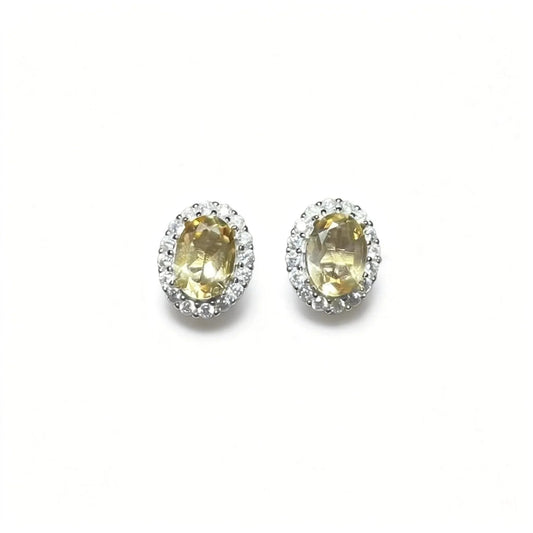 925 sterling silver Natural citrine quartz Approx5*7mm stud earrings for women earrings