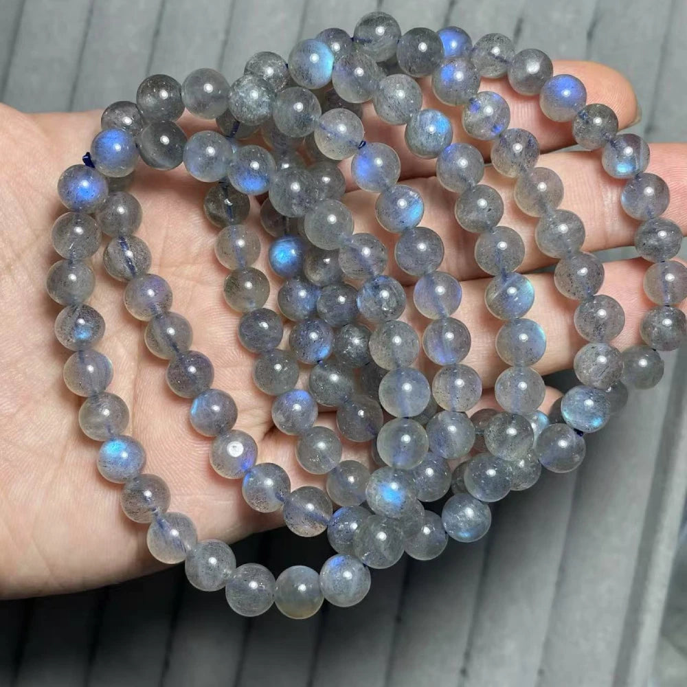 Clearance Number (35) 5bracelets approx7mm blue shiny labradorite wholesale