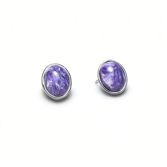 925 sterling silver Natural charoite Approx7*9mm stud earrings for women earrings