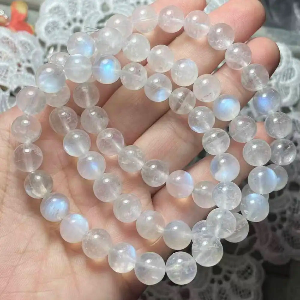 (78) 3 bracelets en liquidation, bracelet en pierre de lune naturelle du Sri Lanka d'environ 9 ± 0,3 mm, vente en gros
