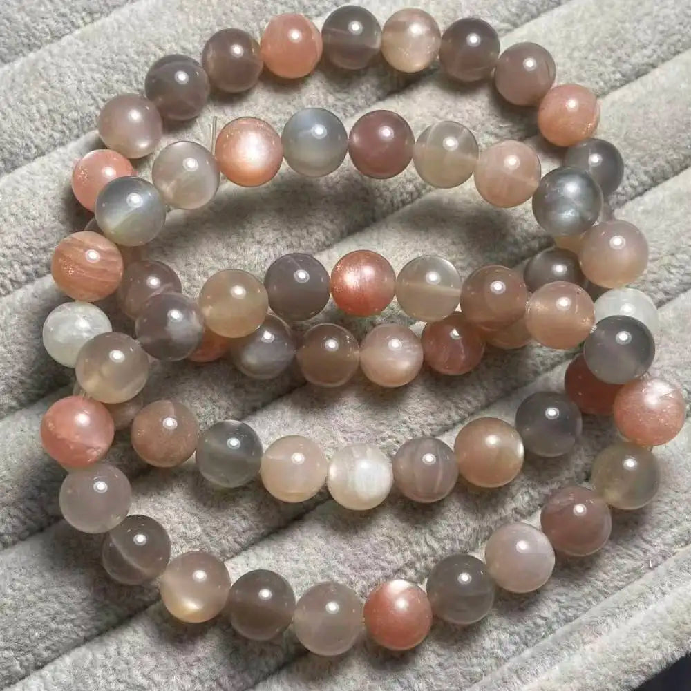 (115) 3 bracelets en liquidation, bracelet en pierre de lune naturelle colorée d'environ 9 ± 0,3 mm, vente en gros
