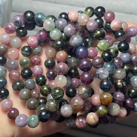 3bracelets AKAC approx8mm 100% natural colorful tourmaline bracelet beads