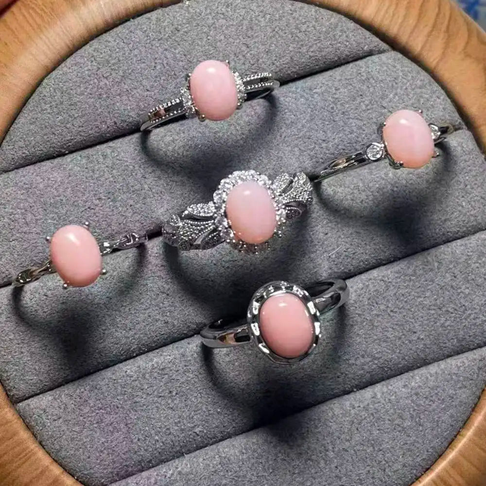 5 Stück AKAC ca. 6x8mm natürlicher rosa Opal zum Basteln, zufällige Auswahl