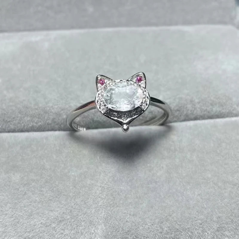 925 sterling silver AKAC  natural colorful quartz adjustable ring Approx5-6*7-8mm