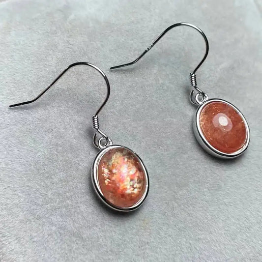 925 sterling silver natural golden sunstone earrings stone size approx8*10mm