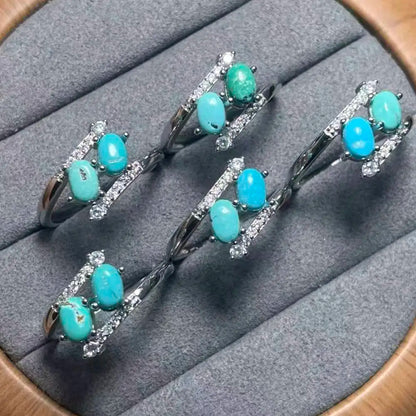 5 Stück AKAC ca. 4x6mm natürlicher Original-Türkis zum Basteln, zufällig versandt