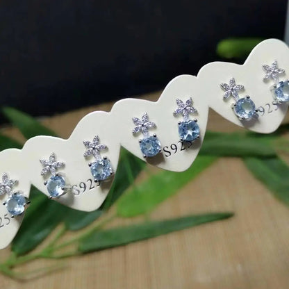 5pairs natural topaz/ peridot/ amethyst/ citrine/ red garnet white copper stud earrings wholesale