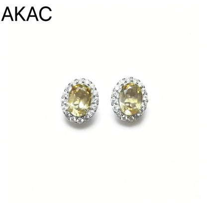 925 sterling silver  Natural citrine quartz  Approx5*7mm  stud earrings for women earrings