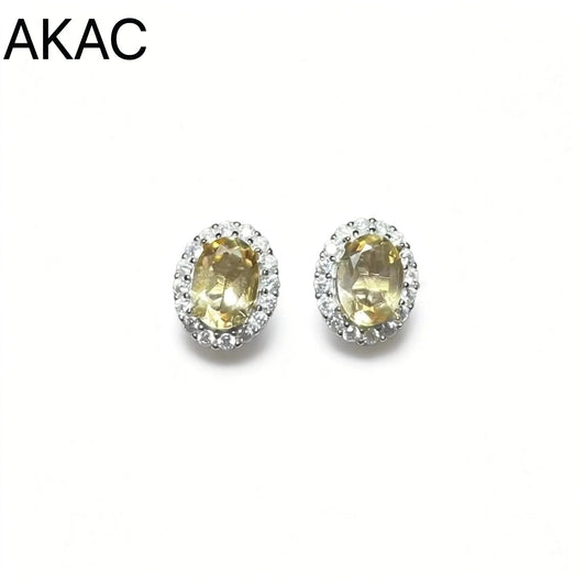 925 sterling silver  Natural citrine quartz  Approx5*7mm  stud earrings for women earrings