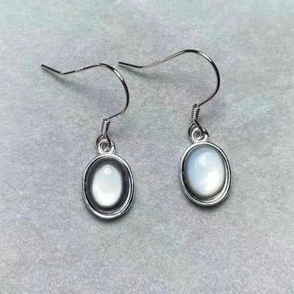 925 sterling silver Natural white black shell beads earrings Stone size approx7*9mm