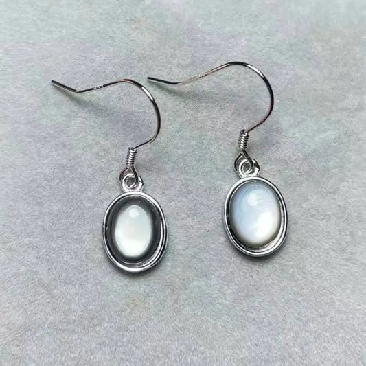 925 sterling silver Natural white black shell beads earrings Stone size approx7*9mm