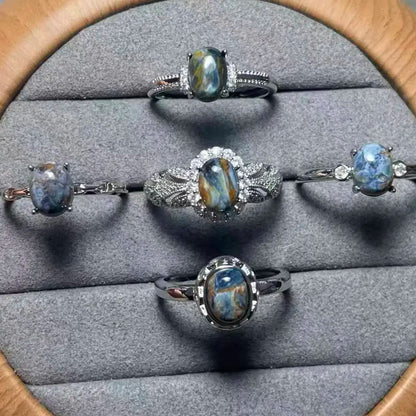 5 Stück AKAC ca. 6x8mm natürlicher Pietersit zum Basteln, zufällige Auswahl