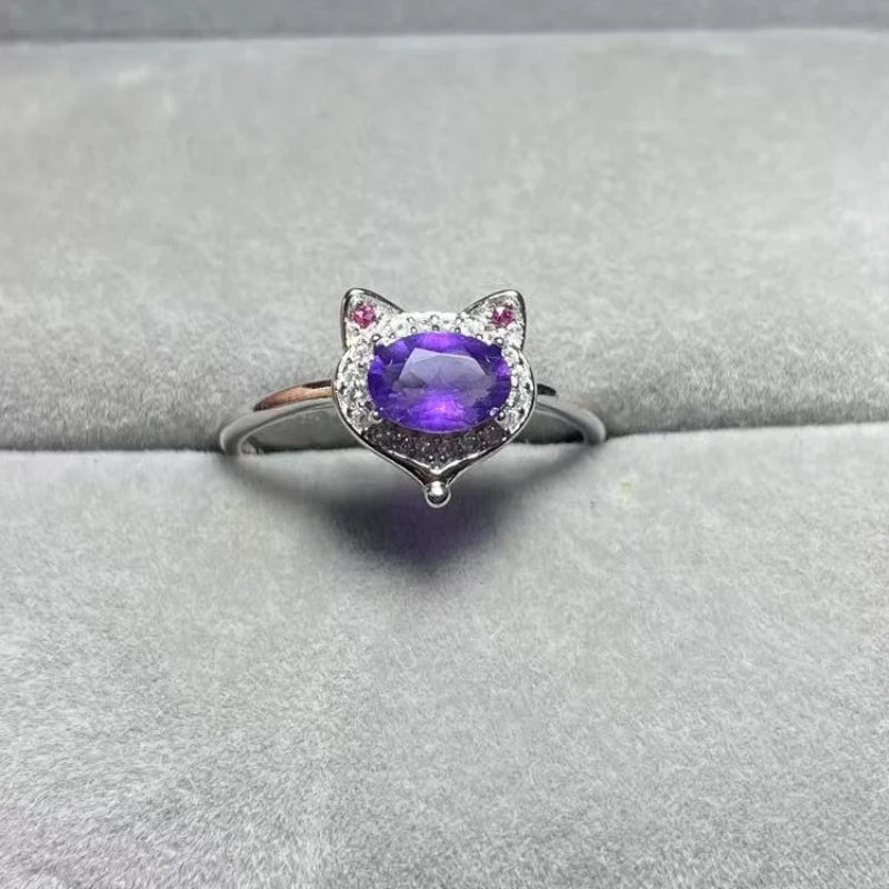 925 sterling silver AKAC  natural colorful quartz adjustable ring Approx5-6*7-8mm