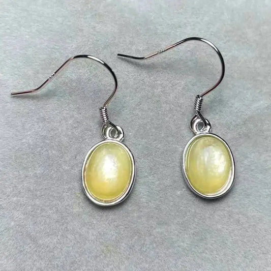 925 sterling silver  Natural golden lepidolite Approx7*9mm  earrings for women earrings