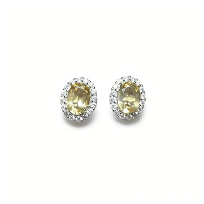925 sterling silver  Natural citrine quartz  Approx5*7mm  stud earrings for women earrings