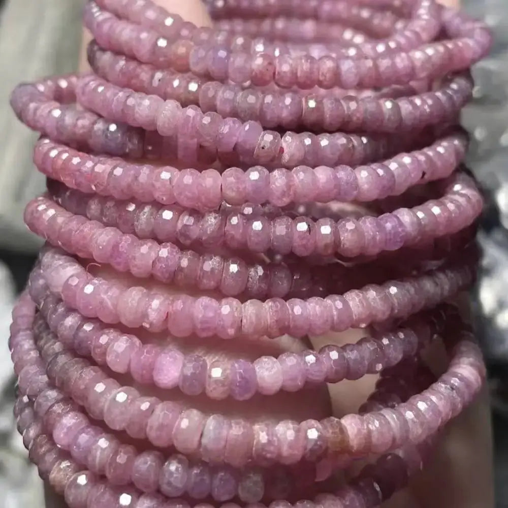 1 bracelet composé de perles rondelles facettées en rubis naturel d'environ 2-3,5 x 4-6 mm