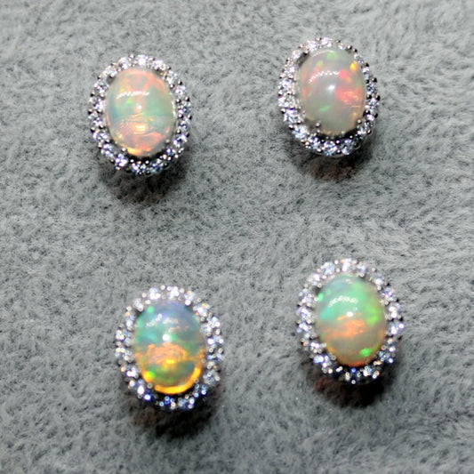 925 sterling silver Natural fire opal stud earrings for women earrings stone size Approx5-6*7-8mm