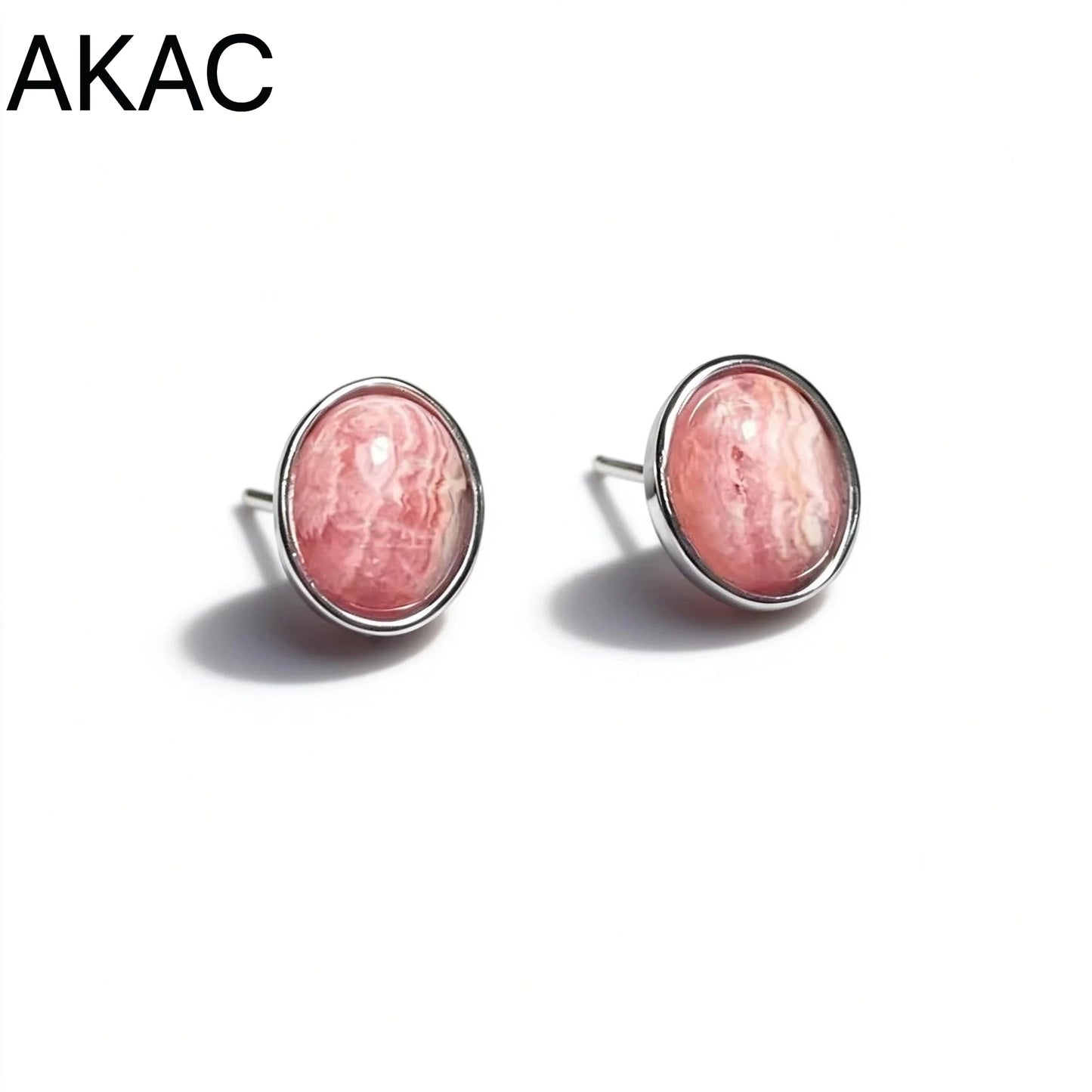 925 sterling silver  Natural rhodochrosite Approx7*9mm  stud earrings for women earrings