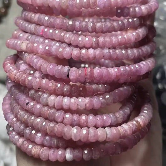 1 bracelet composé de perles rondelles facettées en rubis naturel d'environ 2-3,5 x 4-6 mm