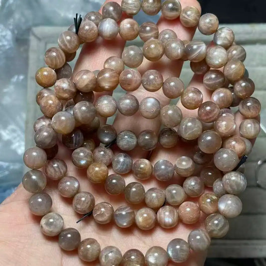(102) Liquidation : 5 bracelets comme sur la photo, perles de bracelet en pierre de soleil naturelle noire et dorée d'environ 8-8,8 mm