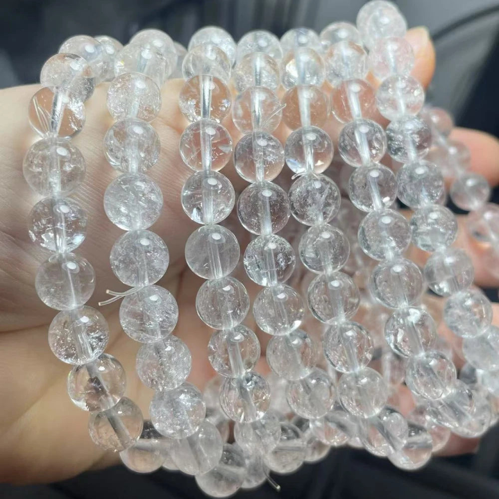 3bracelets Approx8.8-9.8mm  natural white Azeztulite bracelet beads wholesale