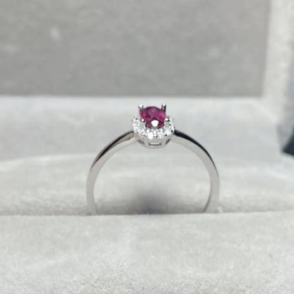 925 sterling silver AKAC  natural purple garnet adjustable ring Approx4*6mm