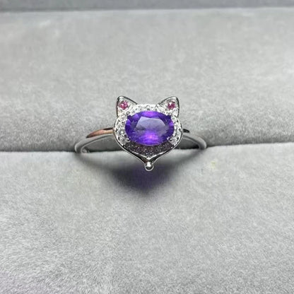 925 sterling silver AKAC  natural colorful quartz adjustable ring Approx5-6*7-8mm