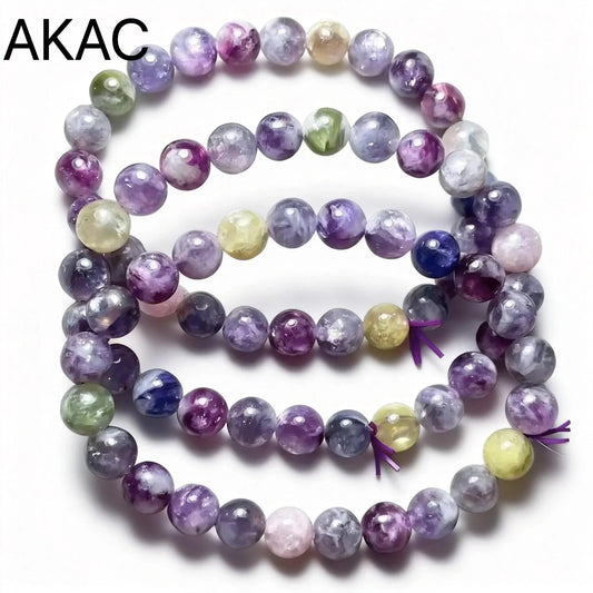 (54) 3 Bracelets avec perles de lépidolite de couleurs mélangées de 8 mm