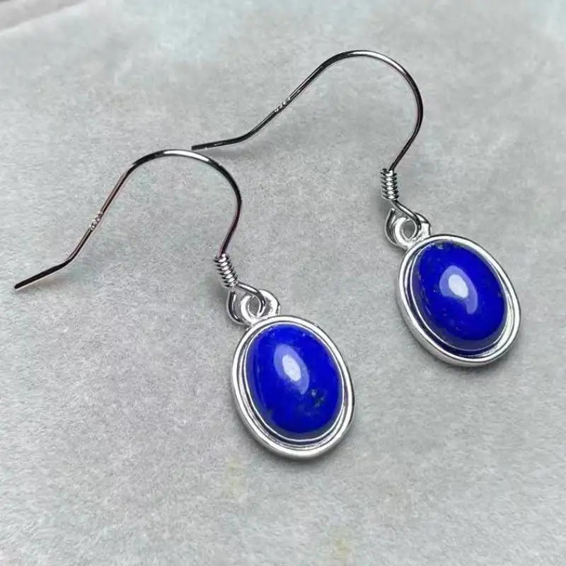 925 sterling silver Natural lapis lazuli pendant earrings