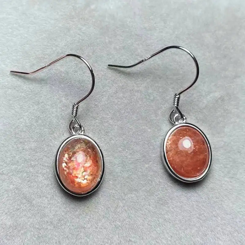 925 sterling silver natural golden sunstone earrings stone size approx8*10mm