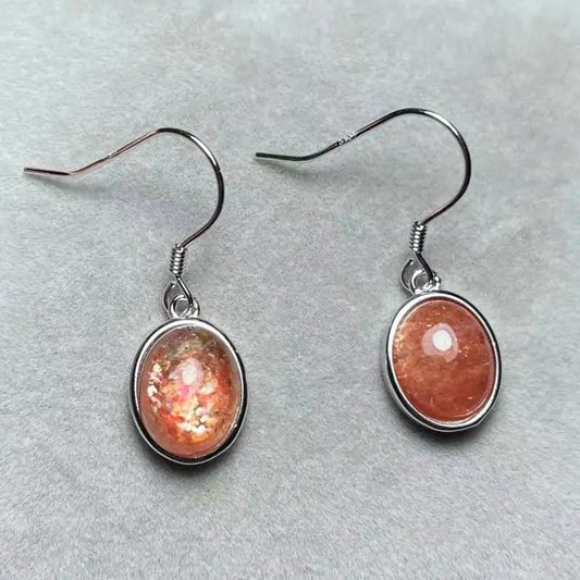 925 sterling silver natural golden sunstone earrings stone size approx8*10mm