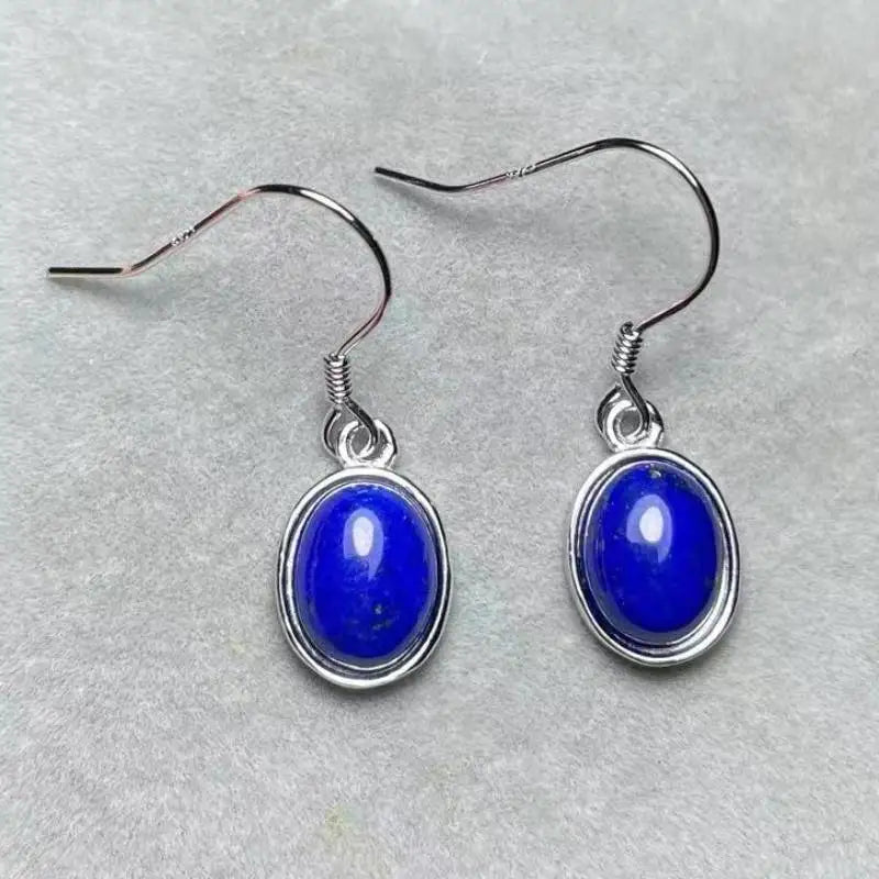 925 sterling silver Natural lapis lazuli pendant earrings