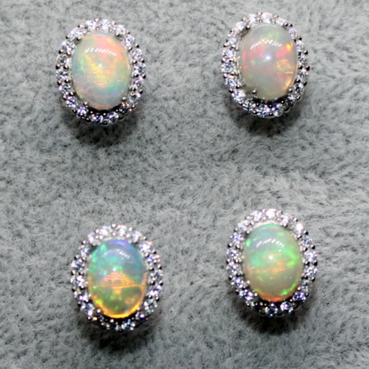 925 sterling silver Natural fire opal stud earrings for women earrings stone size Approx5-6*7-8mm