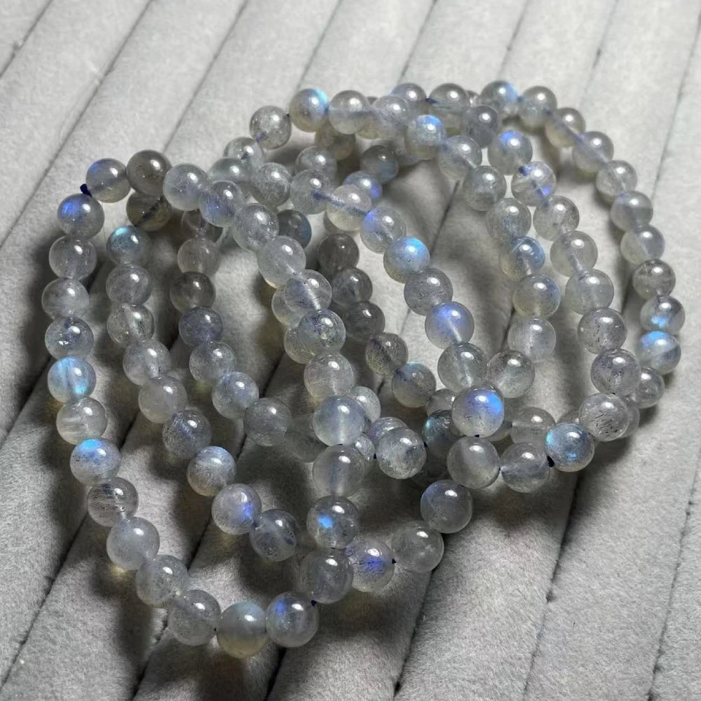 Clearance Number (35)  5bracelets  approx7mm blue shiny labradorite wholesale