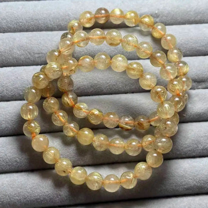 3bracelets (24) 7-7.8mm natural golden rutile quartz bracelet beads  AKAC