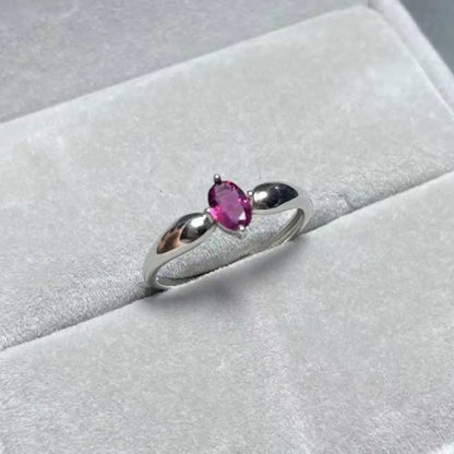 925 sterling silver AKAC  natural purple garnet adjustable ring Approx4*6mm