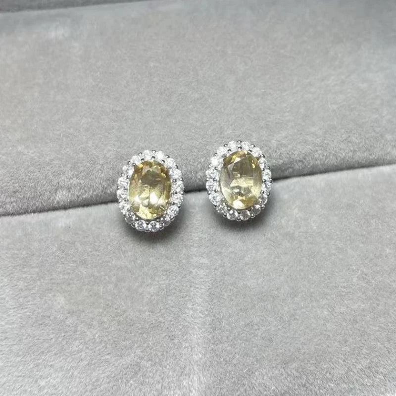 925 sterling silver  Natural citrine quartz  Approx5*7mm  stud earrings for women earrings