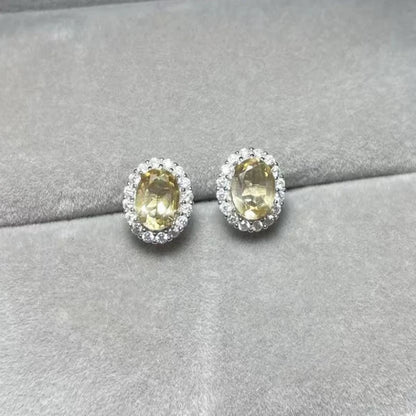 925 sterling silver  Natural citrine quartz  Approx5*7mm  stud earrings for women earrings