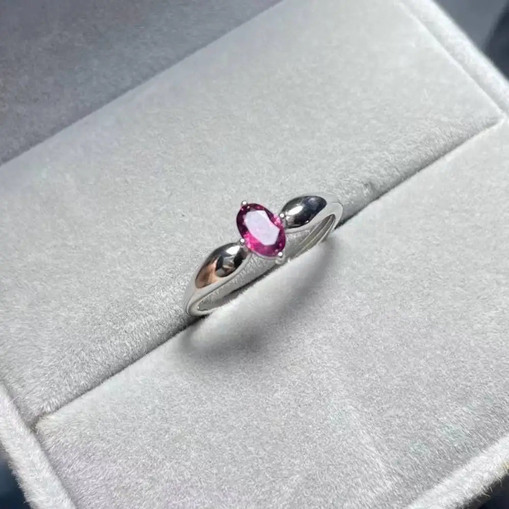 925 sterling silver AKAC  natural purple garnet adjustable ring Approx4*6mm