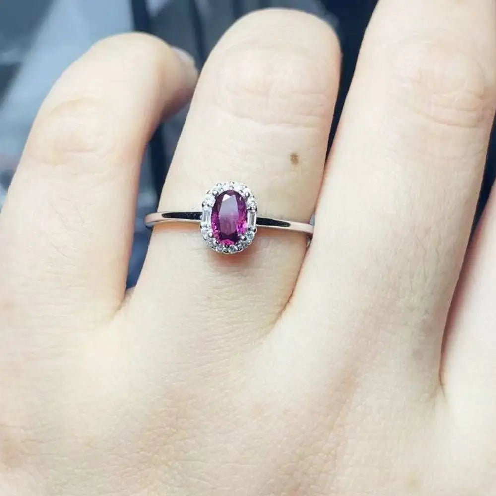 925 sterling silver AKAC  natural purple garnet adjustable ring Approx4*6mm