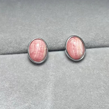 925 sterling silver  Natural rhodochrosite Approx7*9mm  stud earrings for women earrings
