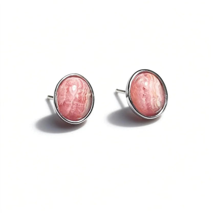 925 sterling silver  Natural rhodochrosite Approx7*9mm  stud earrings for women earrings