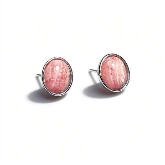 925 sterling silver  Natural rhodochrosite Approx7*9mm  stud earrings for women earrings