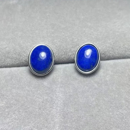 925 sterling silver  Natural lapis lazuli  Approx7*9mm  stud earrings for women earrings