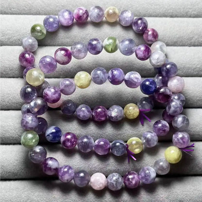 (54) 3 Bracelets avec perles de lépidolite de couleurs mélangées de 8 mm