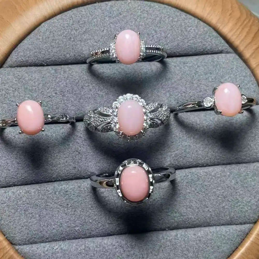 5 Stück AKAC ca. 6x8mm natürlicher rosa Opal zum Basteln, zufällige Auswahl