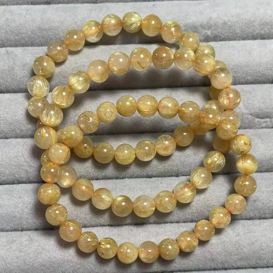 Clearance Number (64) 3bracelets as photo approx7-7.8mm golden rutile quartz wholesale