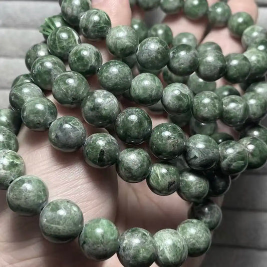 3bracelets AKAC approx8-10mm natural green diopside  bracelet beads