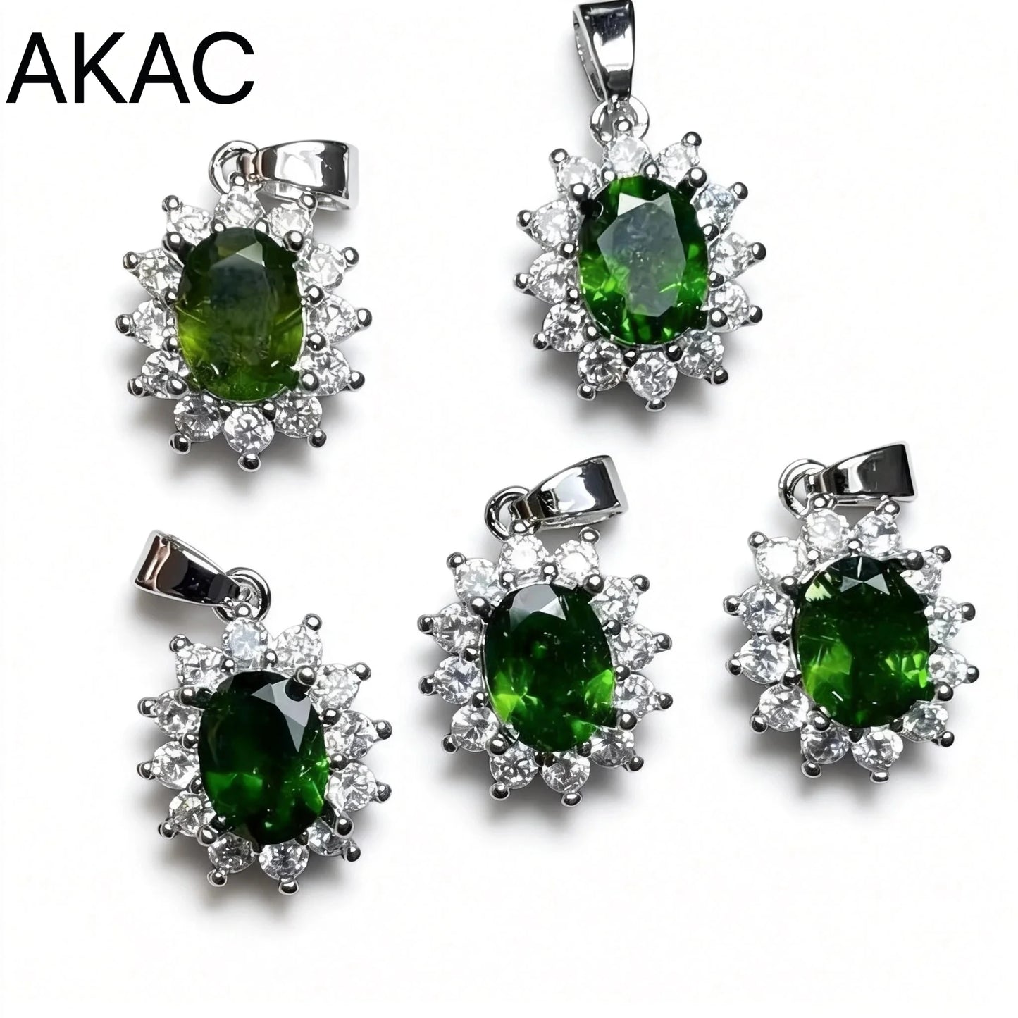 5개 AKAC 약 5-6x7-8mm 천연 녹색 다이옵사이드 DIY 제작용 랜덤 발송